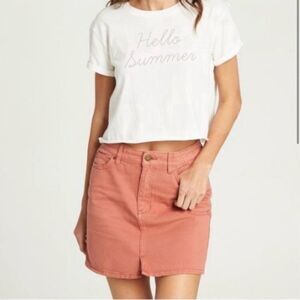 Billabong Women's Denim Mini Skirt Pink/Red Size 24 Casual Summer Pockets
